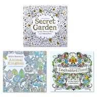 3 Pcs/Set Secret Garden + Enchanted Forest + Animal Kingdom Coloring Book Children Drawing Coloring 