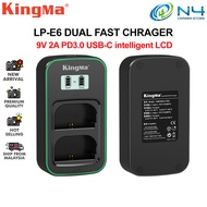 Kingma 9V 2A PD3.0 intelligent LCD display USB-C dual fast charger for Canon LP-E6 LPE6 battery char