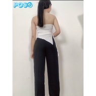 2-Piece Set Disposable Fabric Pants Asymmetrical Tube Top