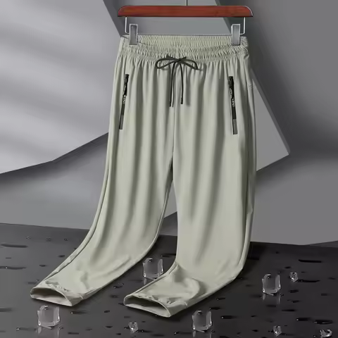 Breathable Elastic Men Running Sport Pants Ice Silk Jogging Thin Sweatpants Casual Outdoor Training 