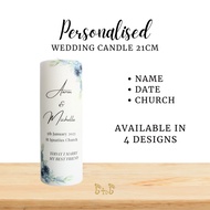 G to G Christian Catholic, Church Wedding - Personalised Wedding Unity Pillar Candle 8" (1 pc)