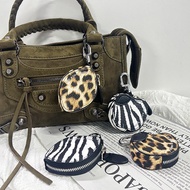 Fruit-shaped Leopard Printing Mini Bag Keychain Multi-functional Purse Coin Mini Charm E6t0