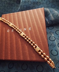 中古真品 帶盒CELINE 凱旋門金鏈 鏈條手鍊 手鏈包包掛件掛飾袋扣