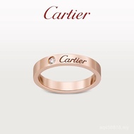 Fashion [Ready Stock] Cartier Ring Cartier C Series Rose Gold Platinum Diamond Narrow Wedding Ring U