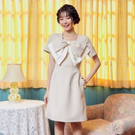 Friday attire เดรสแขนสั้นแต่งโบว์ (FD-009)