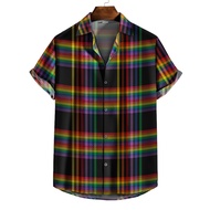 Casual LGBT Striped Checkered Button Shirt