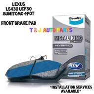 Bendix Metal King FRONT Brake Pad LEXUS LS430 UCF30 * SUMITOMO 4 POT * DB1496MKT