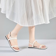 Giày Sandal Nữ MWC E179 - Sandal Nữ Đế Bệt Quai Ngang Chất Liệu Da Trơn Có Vân Thời Trang