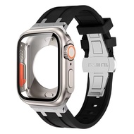 Case+Strap for Apple Watch Series 10 9 8 7 6 5 4 SE สายนาฬิกาซิลิโคน 45mm 44mm 41mm 45mm bracelet Ru