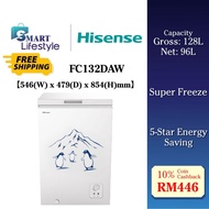【FREE SHIPPING】Hisense 128L 5 Star Mini Chest Freezer Super Freeze FC132DAW / TCL 130L Chest Freezer