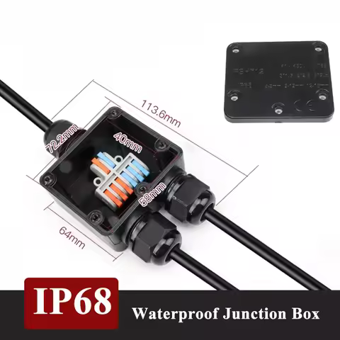 IP68 Y-type Wiring Waterproof Box Outdoor IP66 3 in 3 out Terminal Wire Power Box 2 Way PG9 Junction
