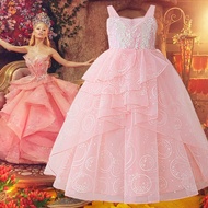 MQATZ Cinderella เสื้อผ้าเสื้อคอสเพลย์เด็กสำหรับเด็กผู้หญิงชุดเจ้าหญิงเลื่อมพร้อมถุงมือมงกุฎ ABX1783