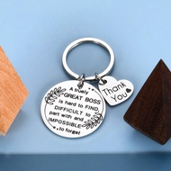 Coworker Leaving Gifts Keychain Boss Gift A TRUELY GREAT BOSS IS HARD TO FIND KeyChain for Colleague