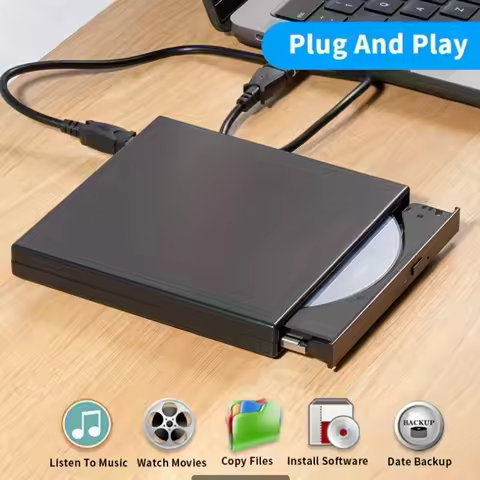 DVD Optical Drive USB 2.0 Portable External CD/DVD-ROM CD/DVD-RW Player Burner Slim Reader Recorder 