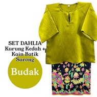 YASNA [SET DAHLIA] Baju Kurung Kedah Dan Kain Batik Sarong Getah Untuk Kanak-Kanak Perempuan