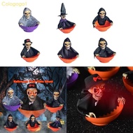 Cologogo1 Halloween Decorations Candy Holder with Light Up Red Eyes and Moving Skeleton