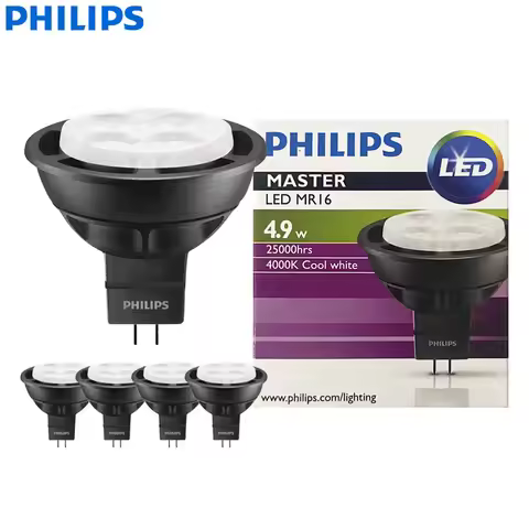 Philips 4pcs LED MR16 4.9W(50W) Spotlight Bulb MASTER 12V GU5.3 Reflector Lamp 24° 36° Beam Angle 27