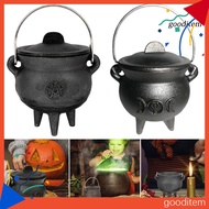 [Gooditem] Halloween Witch Cauldron Halloween Decoration Portable Mini Cast Iron Cauldron for Hallow
