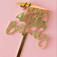 1pc/3pcs Gold "Happy Birthday" Cake Topper, Suitable For 18th/21st/30th/40th/50th/60th/70th Birthday