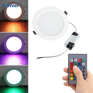 Loviver Led Recessed Ceiling Lights, Color Changing Dimmable RGB Downlights, Round Panel with Control for Room Bedroom Ceiling