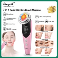 CkeyiN EMS Facial Beauty Massager 7 In 1 Heated Wrinkle Removal Machine with LED Light Therapy for F