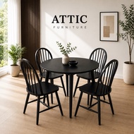 Round Dining Set/4 Seater Dining Set/ Round Dining Set 1x4/Meja Makan Set 1x4/ATTIC FURNITURE JF ROU
