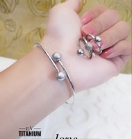 Set Gelang Dan Cincin Titanium Boba Silver XDs76