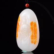 秒殺價 天然新疆和田玉羊脂玉籽料觀音吊墜手把件