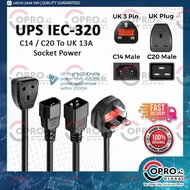 UPS IEC-320-C14 / C20 / UK 3pin To UK Malaysia 13A Socket Power [1METER]