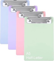 Bulk A5 Small Clipboards 6" X 9" Set of 4, Acrylic Mini Clipboards, Half Letter Size Portable Clipbo