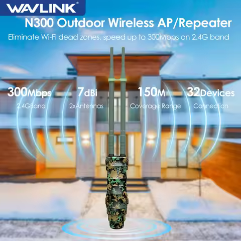 WAVLINK High Power Outdoor Long Range Wi-Fi Extender Wireless WIFI Repeater/Router/AP Waterproof 2x7