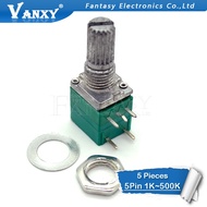 5pcs RV097NS 5K 10K 20K 50K 100K 500K with a switch audio 5pin shaft 15mm  amplifier sealing potenti
