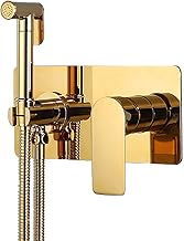 Titanium Gold Cloth Diaper Sprayer Kit Hot and Cold Water Handheld Bidet Sprayer Toilet Kit Single Handle Brass Toilet Sprayer Wall Mounted Bathroom Washroom Set with Shower Hose,R