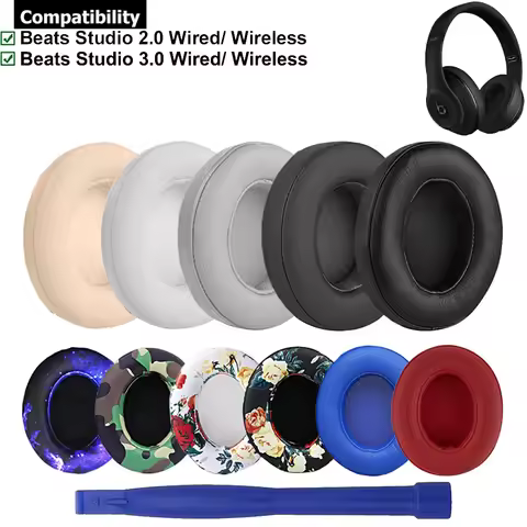 1Pair Replacement Earpads Ear Cushions Pads Muffs for Beats Studio 2 3 2.0 3.0 Wireless Wired Over E