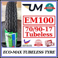 ECO-MAX TAYAR EM100 TUBELESS 70/90-17 80/90-17 TYRE MOTOSIKAL TT100 DUNLOP BUNGA TT TIRE MOTORCYCLE 