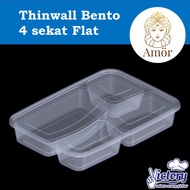 Thinwall bento 4 compartment flat Victory / flat lunch box plastic rice container catering