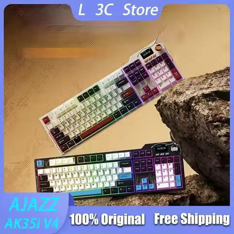 AJAZZ AK35I V4 Mechanical Keyboard Tri-mode Wireless Gasket Structure Hot Swap RGB TFT Screen Gaming
