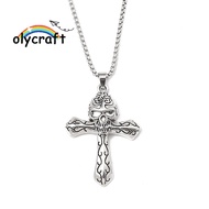 1pc Zinc Alloy Cross Necklaces 201 Stainless Steel Chains Necklaces Stainless Steel color 23.35 inch