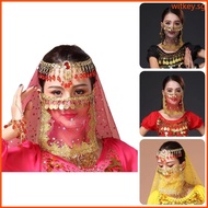 WIT Belly Dance Face Veil with Coin for Woman Halloween Costume Cosplay Veil Half Face Veil for Bell