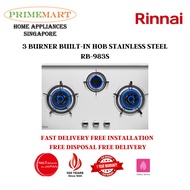 Rinnai RB-983S 3 BURNER BUILT-IN HOB STAINLESS STEEL - 1 Year Local Manufacturer Warranty