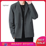 [Ready Stock] Men Blazer Single-breasted Solid Color Summer Lapel Pockets Jacket for Daily Wear