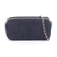 【二手】香奈兒 Deauville 單肩包，黑色織物皮革 Deauville 鏈條錢包，女士，二手 A