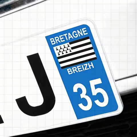 2Pcs French Brittany 35 License Plate Sticker Waterproof Ille-et-Vilaine Bretagne Flag Emblem Decal 