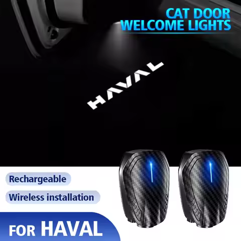 For Haval H6 Dargo M6 H9 F7 Jolion 2pcs USB Rechargeable GT Line Logo Car Door HD LED Lamps Projecto