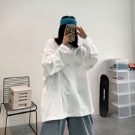 Cod AOJU Plus Size Campus Style White Long Sleeve Loose T-shirt for Women - Autumn Round Neck Printe