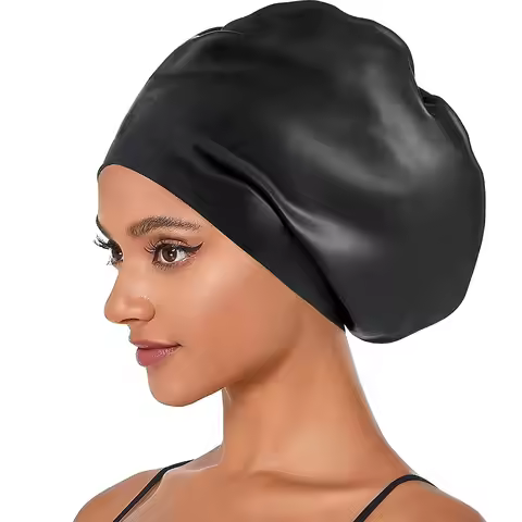 1pcs Long Hair Oversized Swimming Cap, Waterproof Silicone Swimming Cap Suitable for Women, Men, Bra