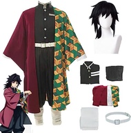 MIGUOO Anime Tomioka Giyuu Halloween Cosplay Costume Party Kimono Accessories Suit Uniforms with Wig