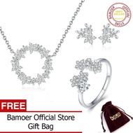 BAMOER 925เงินสเตอร์ลิงชุดเครื่องประดับ Clear Cubic Zircon Shining สร้อยคอรูปดาวแหวนชุดเครื่องประดับ