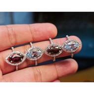 FS0835 925 Silver Ladies Ring 12x6mm Marquise Garnet/Sky Blue Topaz  #TCKOD_FS0835