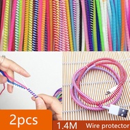 สมาร์ทโฟน2ชิ้น1.4M สีผสมสายเชือกป้องกันสายชาร์จ USB กระสวยด้าย